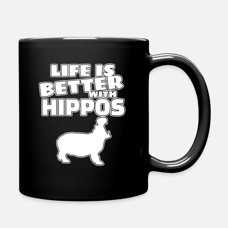 hippo - Full Colour Mug - black