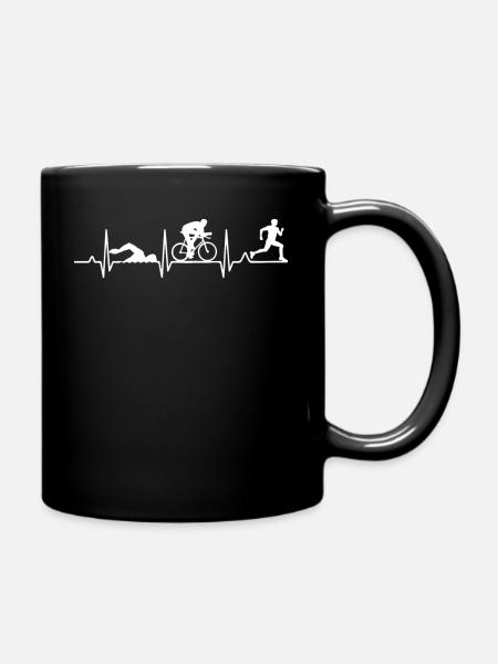 Heartbeat triathlon - Full Colour Mug - black