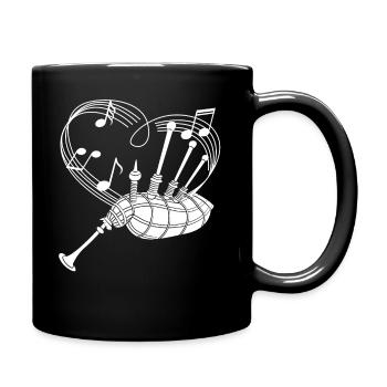 Dudelsack - Sackpfeife - Dudelsackspieler - Herz - Tasse einfarbig - Schwarz - Rechts