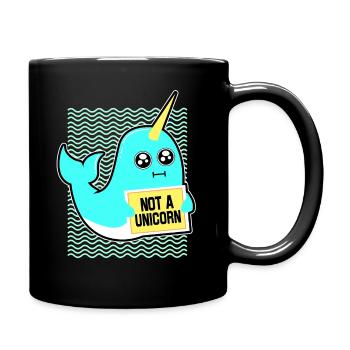 Narwhal Gift Unicorn Kawaii Whales Diving - Full Colour Mug - black - Right