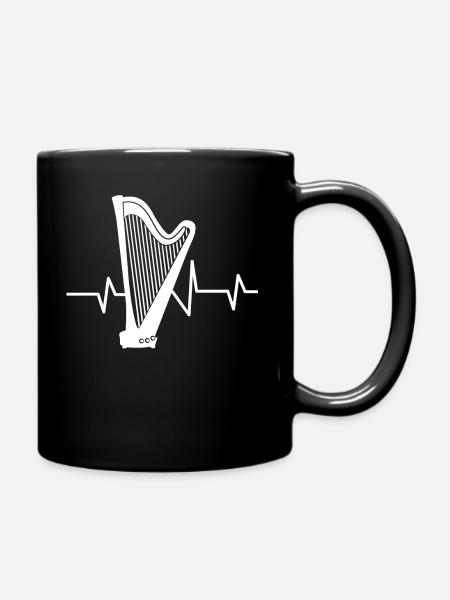 Harfe - Harfenist - Geschenk - Herzschlag - Puls - Tasse einfarbig - Schwarz