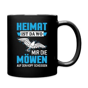 Möwen Heimat Nordsee Ostsee - Tasse einfarbig - Schwarz - Rechts
