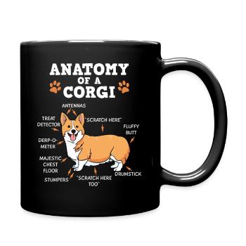 Welsh Corgi Pembroker Dog Anatomy Gift - Full Colour Mug - black - Right