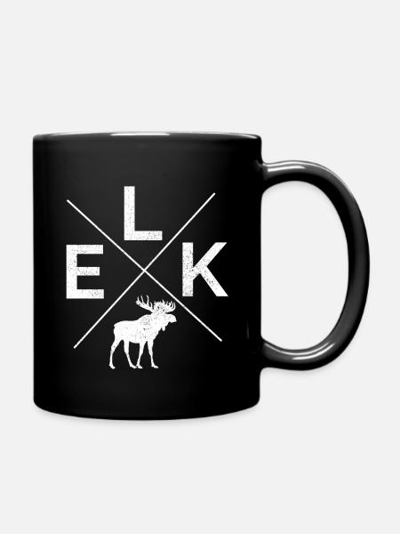 ELK Moose Reindeer Wildlife Silhouette Gift - Full Colour Mug - black