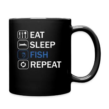 Eat sleep fish repeat - Full Colour Mug - black - Right