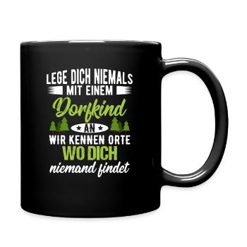 Dorfkind Landwirt Bauer Sprüche T-Shirt - Tasse einfarbig - Schwarz - Rechts