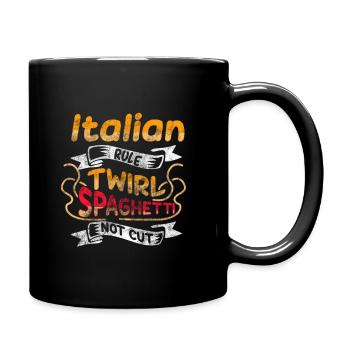 Pasta Spaghetti FSM Italien Nudeln Pesto Koch - Tasse einfarbig - Schwarz - Rechts