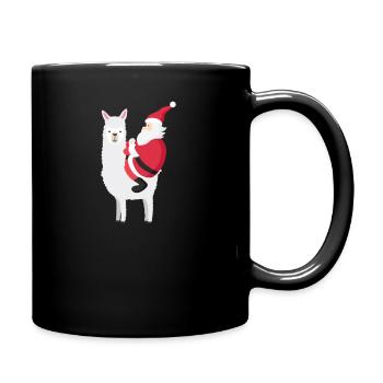 Llama Unicorn Christmas Lama Trends-Spruchgeschenk - Tasse einfarbig - Schwarz - Rechts
