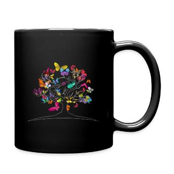 Butterflies butterfly tree - Full Colour Mug - black - Right