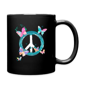 Papillons de signe de paix - Mug uni - noir - Droite