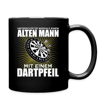 Darts Dartboard Dart | Geschenkidee Opa Rentner - Tasse einfarbig - Schwarz - Rechts