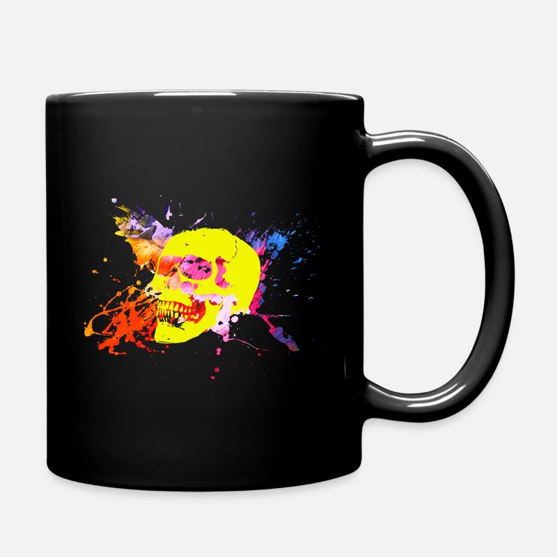 Couleurs néon splash crâne - Mug uni - noir