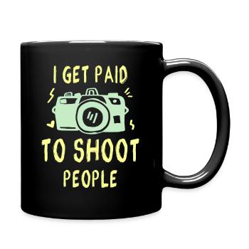 Photographer shoots people - Full Colour Mug - black - Right