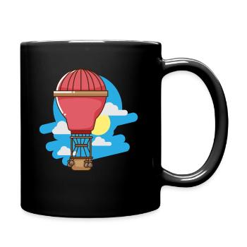 Heißluftballon mit Wolken - Tasse einfarbig - Schwarz - Rechts
