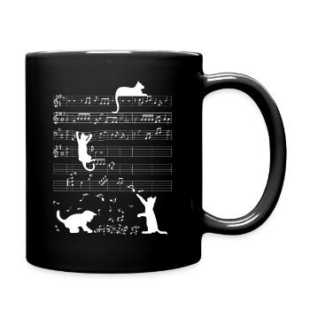 Clef de musique chaton chat musical - Mug uni - noir - Droite