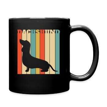 Retro Dachshund Wiener Sausage Dog - Full Colour Mug - black - Right