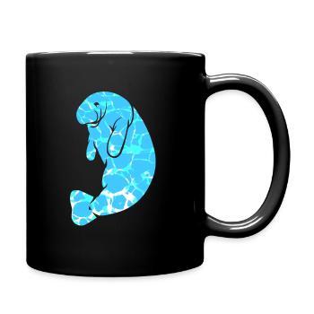 Manatee Dugong Sea Pig Sirenia Manatee - Full Colour Mug - black - Right
