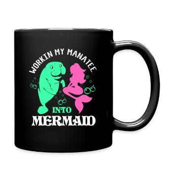 Manatee Dugong Sea Pig Sirenia Manatee - Full Colour Mug - black - Right