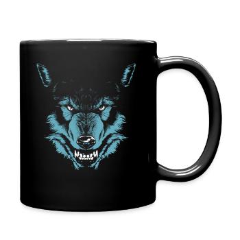 Wolf Kopf Tier - Tasse einfarbig - Schwarz - Rechts