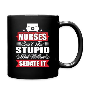 Nurse - Krankenschwester - Shirt - Tasse einfarbig - Schwarz - Rechts