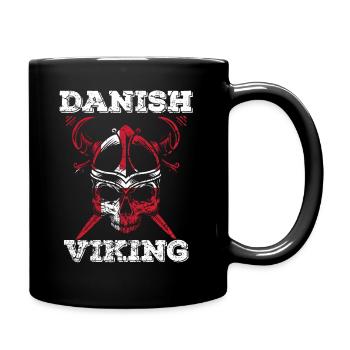 Denmark Flag Skull Skull Viking - Full Colour Mug - black - Right