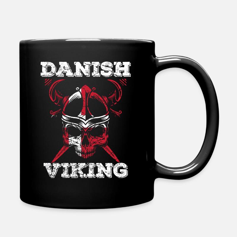 Dänemark Flagge Totenkopf Skull Wikinger - Tasse einfarbig - Schwarz