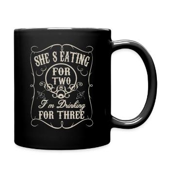 Lustiges Shirt für schwangere Männer - Tasse einfarbig - Schwarz - Rechts