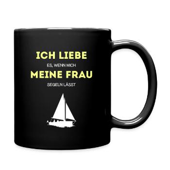 Segeln Segler lustiger Spruch Anker - Tasse einfarbig - Schwarz - Rechts