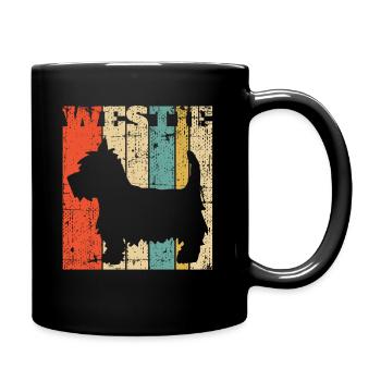 Retro Westie West Highland Terrier Vintage - Full Colour Mug - black - Right