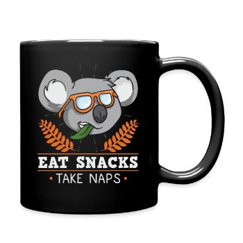 Snacks Siesta Sleeping Koala Chill Gift - Full Colour Mug - black - Right