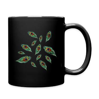 Pfau - Tasse einfarbig - Schwarz - Rechts