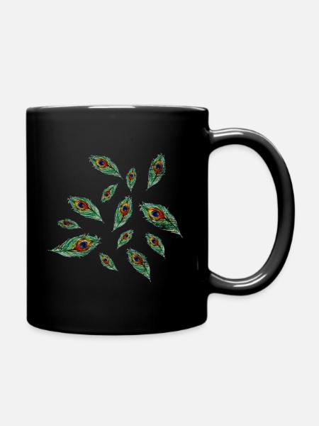 peacock - Full Colour Mug - black