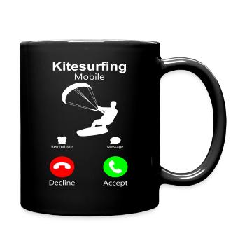 Kitesurfing Mobile Call me Kite Surfer Telefon Fun - Tasse einfarbig - Schwarz - Rechts
