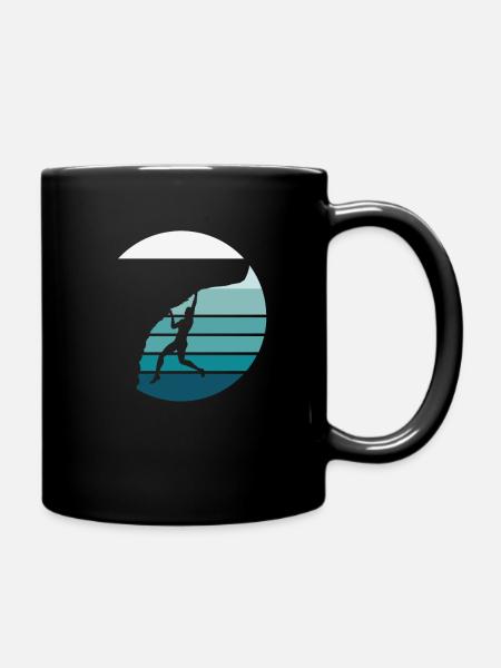 Retro Rock Climbing - Full Colour Mug - black