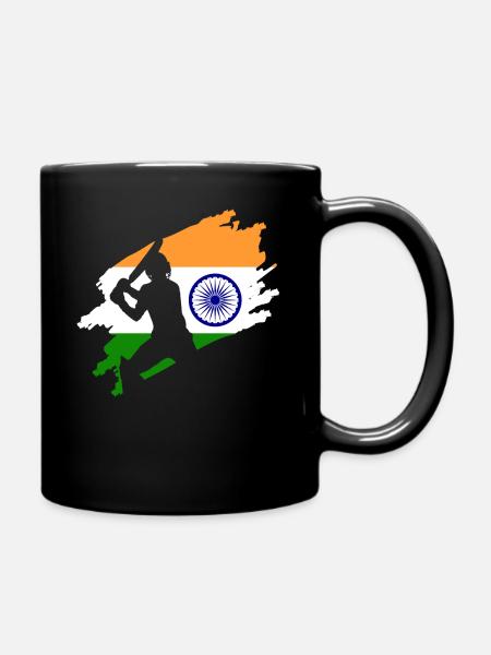 Cricket Patriotic Indian India Sport - Full Colour Mug - black