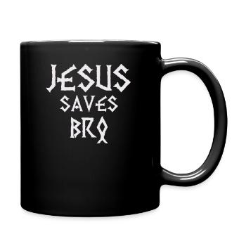 Jésus Saves Bro, cadeau shirt argent design - Mug uni - noir - Droite