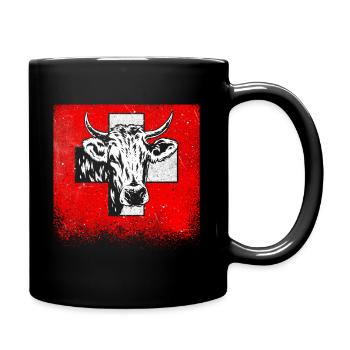 Switzerland Cow Farmer Animal Swiss Cross Gift - Full Colour Mug - black - Right