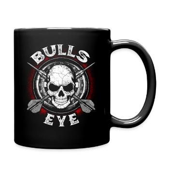 Bullseye Totenkopf Dart Darts Dartscheibe Geschenk - Tasse einfarbig - Schwarz - Rechts