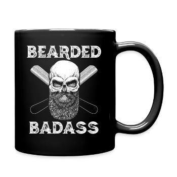 Bearded Badass Beard Skull Razor Barber - Full Colour Mug - black - Right