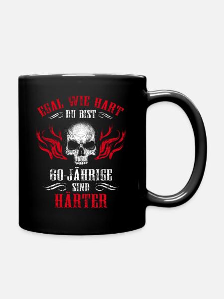 60 year old man skull 60th birthday present - Full Colour Mug - black
