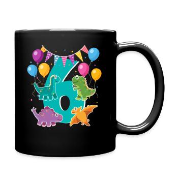 Chemise d'anniversaire enfant Dino pour garçons de 6 ans - Mug uni - noir - Droite