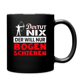 Der tut nix der will nur Bogenschießen - Tasse einfarbig - Schwarz - Rechts