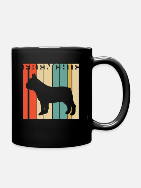 Retro Frenchie, französische Bulldogge - Tasse einfarbig - Schwarz