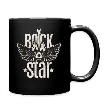 Rock Star Gitarrist Design, Geschenk Gitarren Fan - Tasse einfarbig - Schwarz - Rechts