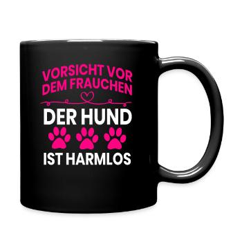 Vorsicht vor dem Frauchen - Tasse einfarbig - Schwarz - Rechts