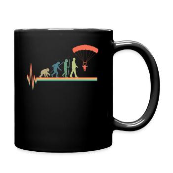 Evolution Paragleiter Herzschlag Heartbeat Retro - Tasse einfarbig - Schwarz - Rechts