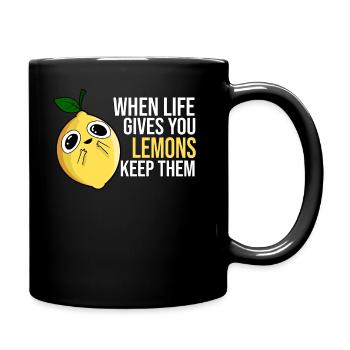 Zitrone Spruch - Tasse einfarbig - Schwarz - Rechts
