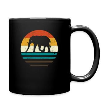 Elefant Retro - Tasse einfarbig - Schwarz - Rechts