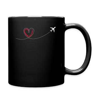 Idée cadeau coeur avion voyage vacances liberté - Mug uni - noir - Droite