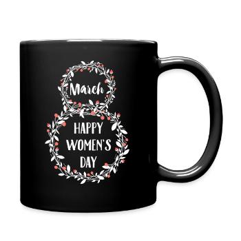 März Frauentag - Tasse einfarbig - Schwarz - Rechts